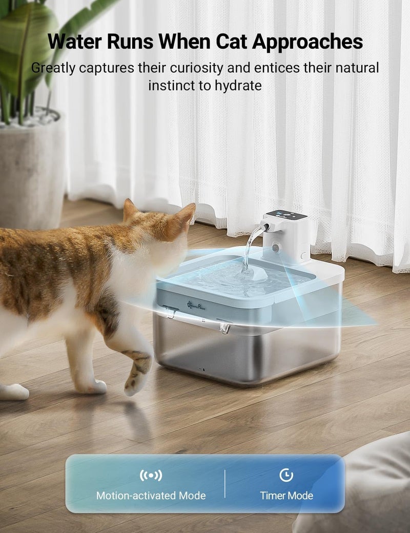 DownyPaws Battery Operated Cat Water Fountain, 84oz/2.5L Fursink Wireless Pet Water Fountain for Cats Inside, Automatic Dog Water Dispenser with Motion Sensor, Ultra Quiet Pump, BPA-Free, White - Image 3